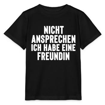 nicht ansprechen ich habe eine Freundin JGA - Stanley/Stella Kinder T-Shirt MINI CREATOR  - Schwarz - Vorne - Mikhail (115cm)