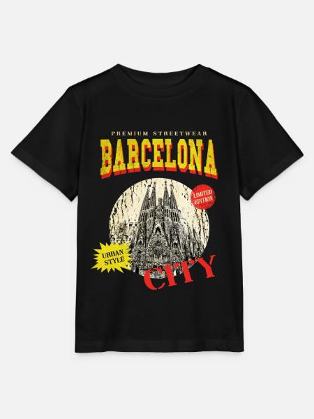 Barcelona Spanien Stadt Skyline Vintage Retro - Stanley/Stella Kinder T-Shirt MINI CREATOR  - Schwarz