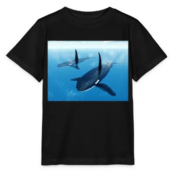 Schwertwale, Orcas, Killerwale - Stanley/Stella Kinder T-Shirt MINI CREATOR  - Schwarz - Vorne - Mikhail (115cm)