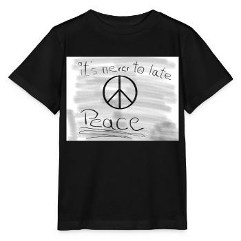 Its Never to Late for peace - Stanley/Stella Kinder T-Shirt MINI CREATOR  - Schwarz - Vorne - Mikhail (115cm)