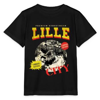 Lille France City Skyline Vintage Rétro - T-shirt bio MINI CREATOR Stanley/Stella Enfant - noir - Devant - Mikhail (115cm)