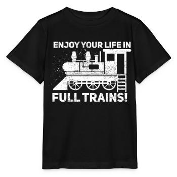 In full trains - Denglish Sayings Denglisch - Stanley/Stella MINI CREATOR Kids’ T-Shirt - black - Front - Mikhail (115cm)