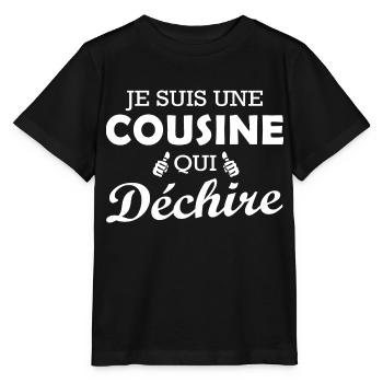 cousine qui déchire / humour cousine - T-shirt bio MINI CREATOR Stanley/Stella Enfant - noir - Devant - Mikhail (115cm)