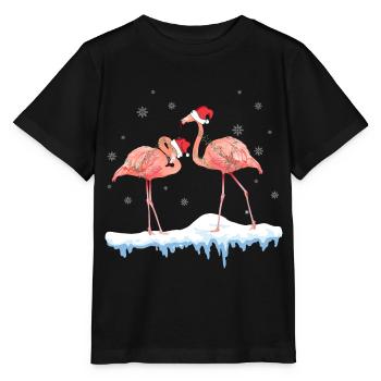 Flamants roses de Noël - T-shirt bio MINI CREATOR Stanley/Stella Enfant - noir - Devant - Mikhail (115cm)