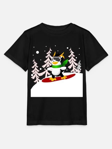 Snowboard Pinguin - Stanley/Stella Kinder T-Shirt MINI CREATOR - Schwarz