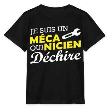 mécanicien qui déchire / humour mécanicien - T-shirt bio MINI CREATOR Stanley/Stella Enfant - noir - Devant - Mikhail (115cm)