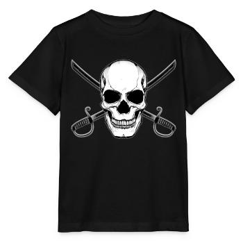 Crâne de drapeau pirate avec épées - T-shirt bio MINI CREATOR Stanley/Stella Enfant - noir - Devant - Mikhail (115cm)