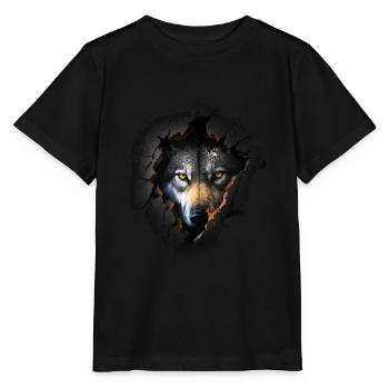 Wolf Wolves Animals Gift Art Animal Motif - Stanley/Stella MINI CREATOR Kids’ T-Shirt - black - Front - Mikhail (115cm)