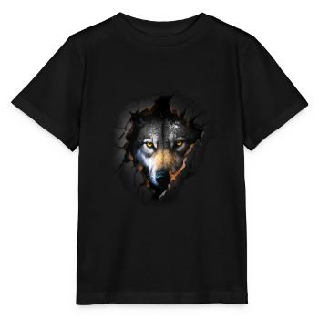 Wolf Wolves Animals Gift Art Animal Motif - Stanley/Stella MINI CREATOR Kids’ T-Shirt - black - Front - Mikhail (115cm)