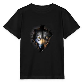 Wolf Wolves Animals Gift Art Animal Motif - Stanley/Stella MINI CREATOR Kids’ T-Shirt - black - Front - Mikhail (115cm)