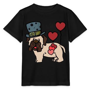 Birthday Greetings Pug Hearts Congratulations Dogs - Stanley/Stella MINI CREATOR Kids’ T-Shirt - black - Front - Mikhail (115cm)