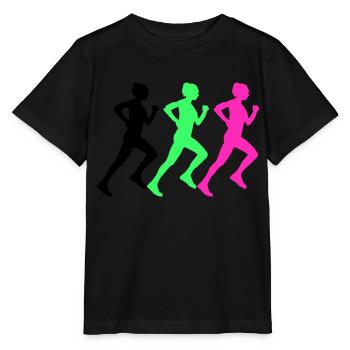 femme qui court - T-shirt bio MINI CREATOR Stanley/Stella Enfant - noir - Devant - Mikhail (115cm)