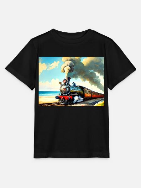 Dampflok am Strand - Stanley/Stella Kinder T-Shirt MINI CREATOR - Schwarz