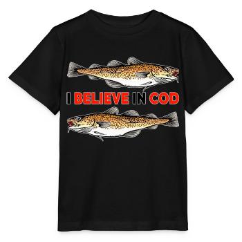Fishing - I believe in Cod - Stanley/Stella MINI CREATOR Kids’ T-Shirt - black - Front - Mikhail (115cm)