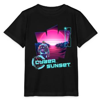 Astronaut Cyber Sunset gradient pink - Futuristic - Stanley/Stella MINI CREATOR Kids’ T-Shirt - black - Front - Mikhail (115cm)
