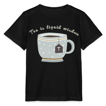 Tea is liquid wisdom - Stanley/Stella MINI CREATOR Kids’ T-Shirt - black - Front - Mikhail (115cm)