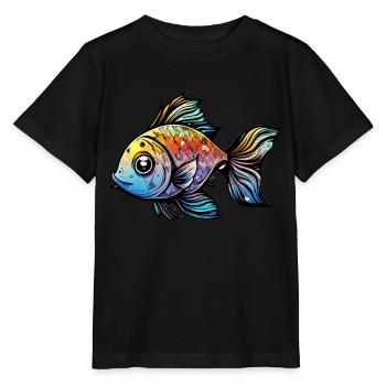 Fish Rainbow Drawing - Stanley/Stella MINI CREATOR Kids’ T-Shirt - black - Front - Mikhail (115cm)