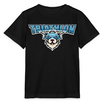 US highschool college Triathlon Maskottchen blau - Stanley/Stella Kinder T-Shirt MINI CREATOR  - Schwarz - Vorne - Mikhail (115cm)