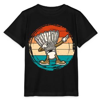 Badminton Federball - Stanley/Stella Kinder T-Shirt MINI CREATOR  - Schwarz - Vorne - Mikhail (115cm)