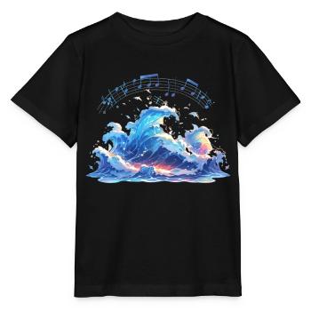 Soundwaves Waves Music Sheet Music - Stanley/Stella MINI CREATOR Kids’ T-Shirt - black - Front - Mikhail (115cm)