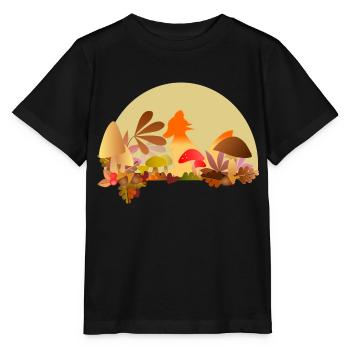 fox in autumn - Stanley/Stella MINI CREATOR Kids’ T-Shirt - black - Front - Mikhail (115cm)