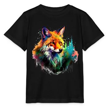 Aquarell Fuchs, Fuchs - Stanley/Stella Kinder T-Shirt MINI CREATOR  - Schwarz - Vorne - Mikhail (115cm)