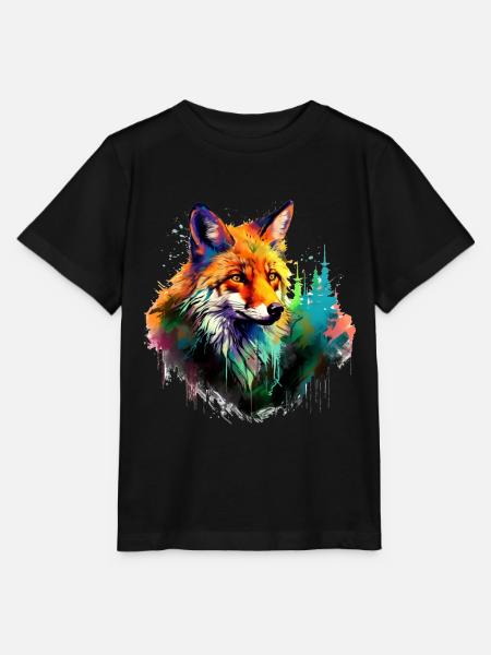 Renard aquarelle, Fox - Stanley/Stella T-shirt MINI CREATOR til børn - sort