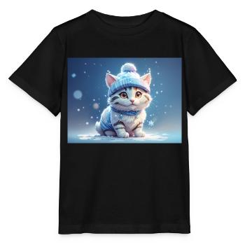 Chat avec chapeau - T-shirt bio MINI CREATOR Stanley/Stella Enfant - noir - Devant - Mikhail (115cm)