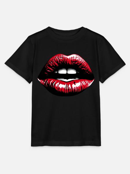 Contemplative Lips Red Lipstick - Stanley/Stella MINI CREATOR Kids’ T-Shirt - black