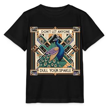 Art Deco Elegance: Proud Peacock - Stanley/Stella MINI CREATOR Kids’ T-Shirt - black - Front - Mikhail (115cm)