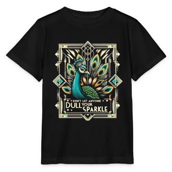 Art Deco Peacock: Stylish Splendor - Stanley/Stella MINI CREATOR Kids’ T-Shirt - black - Front - Mikhail (115cm)