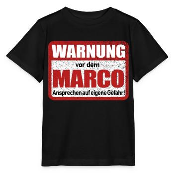 Marco Name Lustiges Warnschild - Stanley/Stella Kinder T-Shirt MINI CREATOR  - Schwarz - Vorne - Mikhail (115cm)