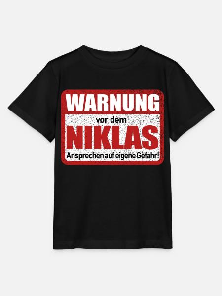 Niklas Name Lustiges Warnschild - Stanley/Stella Kinder T-Shirt MINI CREATOR  - Schwarz