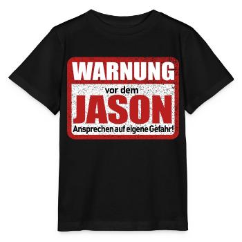 Jason Name Lustiges Warnschild - Stanley/Stella Kinder T-Shirt MINI CREATOR  - Schwarz - Vorne - Mikhail (115cm)