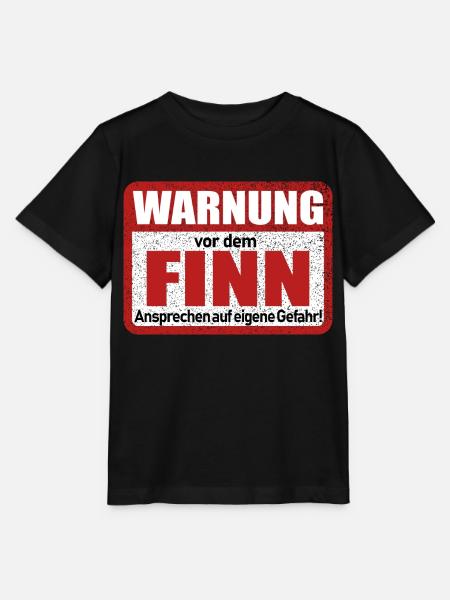 Finn Name Lustiges Warnschild - Stanley/Stella Kinder T-Shirt MINI CREATOR - Schwarz