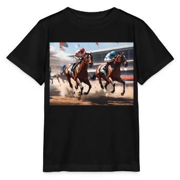 Pferderennen #1 - Stanley/Stella Kinder T-Shirt MINI CREATOR  - Schwarz - Vorne - Mikhail (115cm)