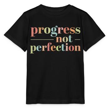 Le progrès au lieu de la perfection L’amour de soi - T-shirt bio MINI CREATOR Stanley/Stella Enfant - noir - Devant - Mikhail (115cm)