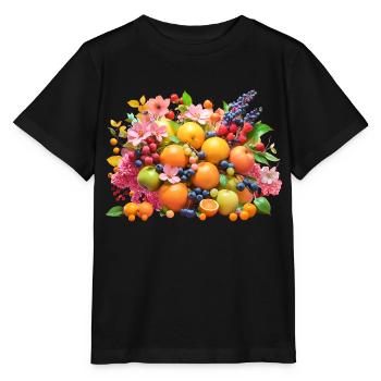 Früchte und Blüten - Stanley/Stella Kinder T-Shirt MINI CREATOR  - Schwarz - Vorne - Mikhail (115cm)