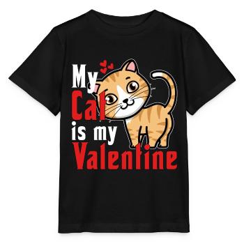 My Cat Is My Valentine - Stanley/Stella MINI CREATOR Kids’ T-Shirt - black - Front - Mikhail (115cm)