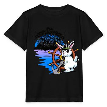 Lapin, Pirate, Boucanier, Piraterie, Fantaisie, Marin - T-shirt bio MINI CREATOR Stanley/Stella Enfant - noir - Devant - Mikhail (115cm)