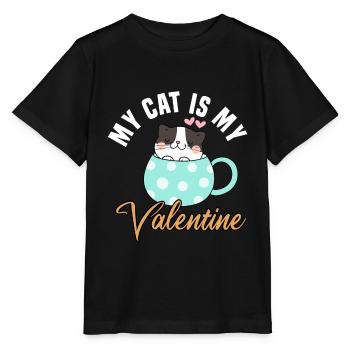 My Cat Is My Valentine - Stanley/Stella MINI CREATOR Kids’ T-Shirt - black - Front - Mikhail (115cm)