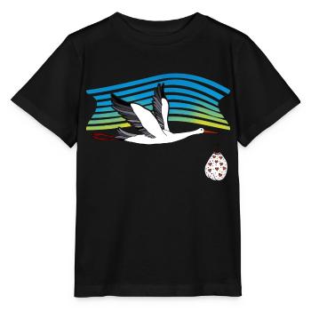 Oiseau cigogne - T-shirt bio MINI CREATOR Stanley/Stella Enfant - noir - Devant - Mikhail (115cm)