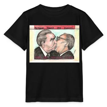 The Kiss The Socialist Brotherly Kiss - Stanley/Stella MINI CREATOR Kids’ T-Shirt - black - Front - Mikhail (115cm)