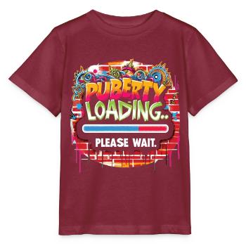 Pubertät läd... bitte warten - Stanley/Stella Kinder T-Shirt MINI CREATOR  - Burgunderrot - Vorne - Kain (125cm)
