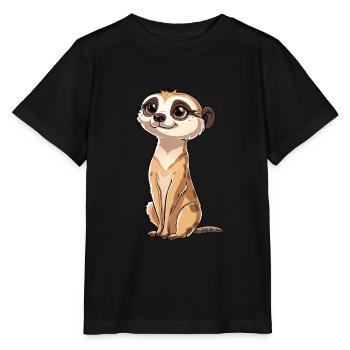 Verspielter Erdmännchen Blick - Stanley/Stella Kinder T-Shirt MINI CREATOR  - Schwarz - Vorne - Mikhail (115cm)
