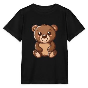 Niedlicher Lächelnder Teddybär Für Dich - Stanley/Stella Kinder T-Shirt MINI CREATOR  - Schwarz - Vorne - Mikhail (115cm)
