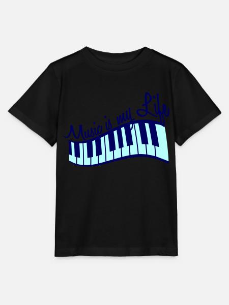 Music is my Life Musik Leben Keyboard Piano Tasten - Stanley/Stella Kinder T-Shirt MINI CREATOR - Schwarz