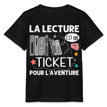 La lecture est un ticket pour l' aventure livre - T-shirt bio MINI CREATOR Stanley/Stella Enfant - noir - Devant - Mikhail (115cm)