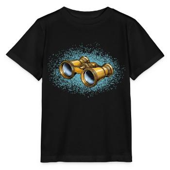 Das antike goldene Fernglas in Retro Design. - Stanley/Stella Kinder T-Shirt MINI CREATOR  - Schwarz - Vorne - Mikhail (115cm)