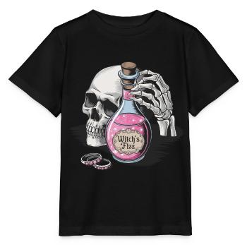 Crâne d’Halloween pétillant de sorcière - T-shirt bio MINI CREATOR Stanley/Stella Enfant - noir - Devant - Mikhail (115cm)